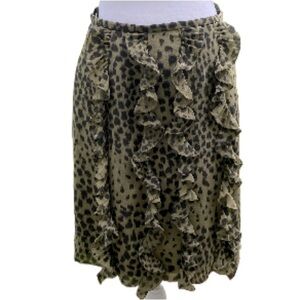 Chloe Ruffled Mini Pencil Skirt Green Black Size 36 EU